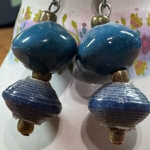 Blue Bead Drop Earrings - Women Jewelry